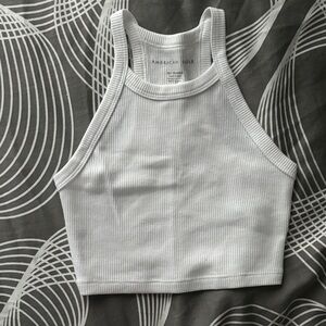 American Eagle Outfitters White Textured Crop Top